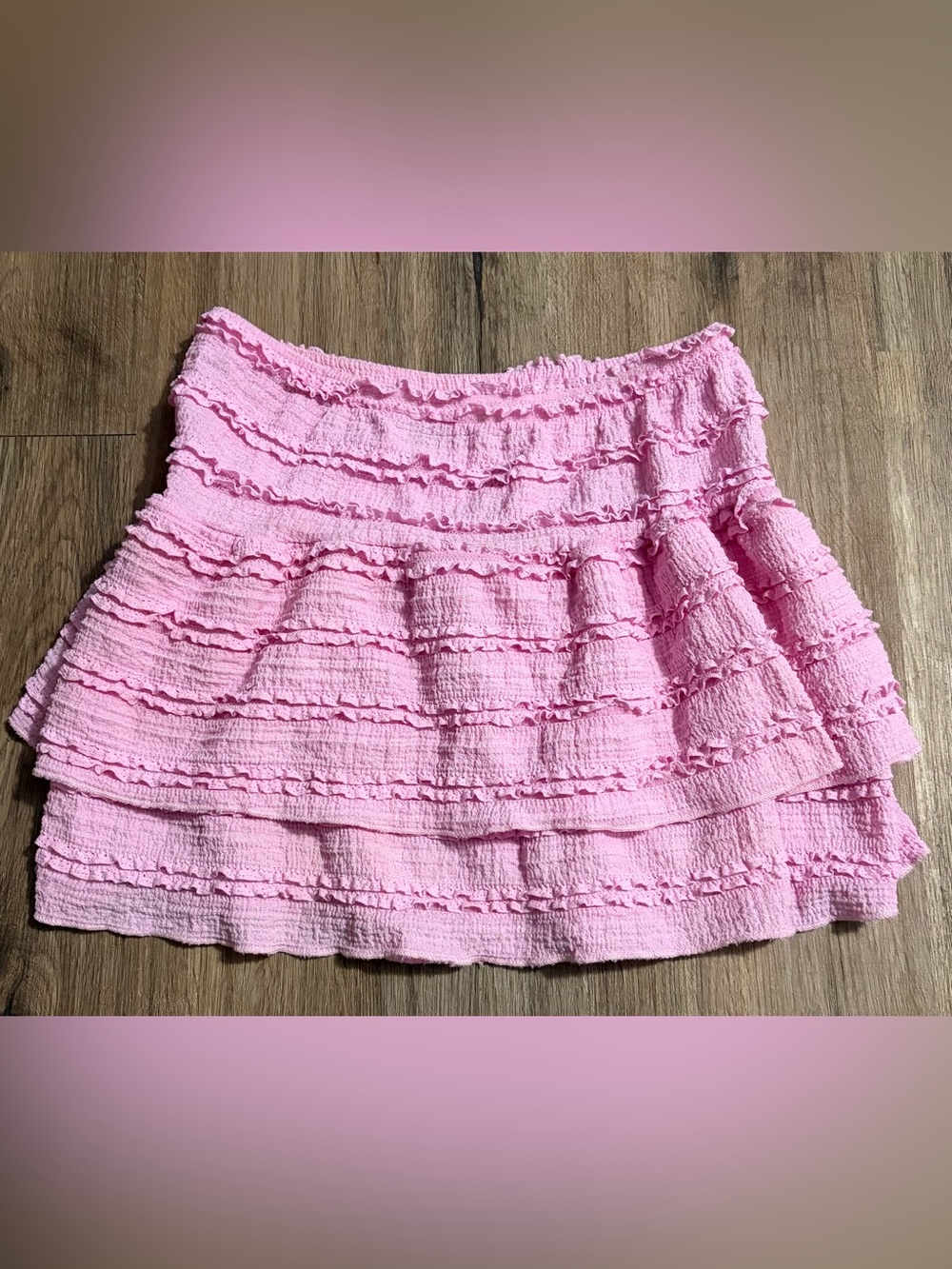 SHEIN - Pink Tiered Ruffle Mini Skirt -Size Medium